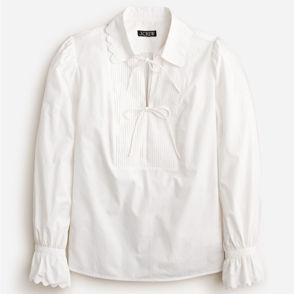J. Crew Ivory Blouse with Ribbon Accent